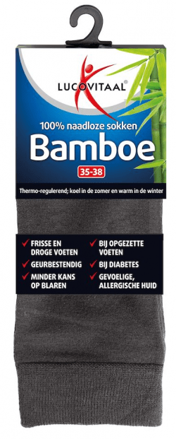Lucovitaal Bamboe Sokken Antraciet 35-38