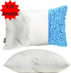 Bline Hoofdkussen 1+1 Gratis – Medium Stevigheid – Traagschuim Kussen met Bamboe Tijk – Ergonomisch & Ademend – Voor Zij-, Rug- & Buikslapers