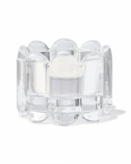 HEMA Theelichthouder glas XS ribbel transparant (transparant)