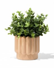 HEMA Bloempot ⌀13x12.5cm keramiek ribbels bruin (beige)