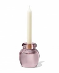 HEMA 2-in-1 kandelaar 8.5x10cm glas transparant roze (roze)