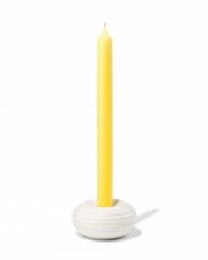 HEMA Kandelaar 10.8x4.6cm keramiek ribbel spikkel wit (wit)