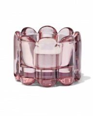 HEMA Theelichthouder glas ribbel roze (roze)