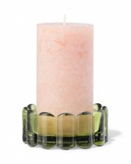 HEMA Kaarsonderzetter ⌀10cm glas ribbel groen (groen)
