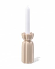 HEMA Kandelaar ⌀6x15cm keramiek ribbel tulp bruin (bruin)