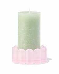 HEMA Kaarsonderzetter ⌀10x4.5cm glas ribbel roze (roze)