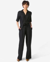 HEMA Damesjumpsuit Eva jersey strepen zwart/wit (zwart/wit)