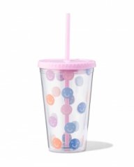 HEMA Drinkbeker met rietje 450ml gezichtjes