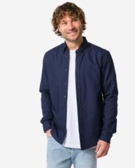 HEMA Herenoverhemd donkerblauw (donkerblauw)