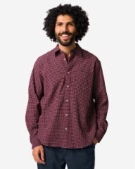HEMA Herenoverhemd Maurice seersucker blokken bordeauxrood (bordeauxrood)