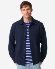 HEMA Herenoverhemd Stef wafel middenblauw (middenblauw)