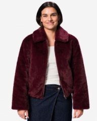 HEMA Damesjas Rafi bomber imitatiebont bordeauxrood (bordeauxrood)